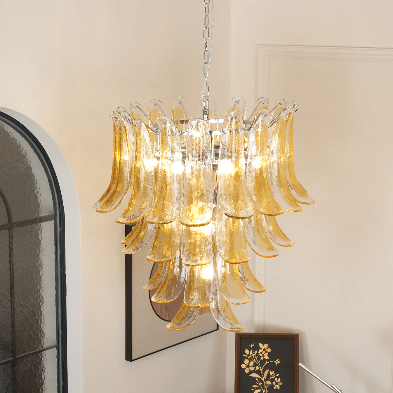 Murano Glass Amber Lily Chandelier