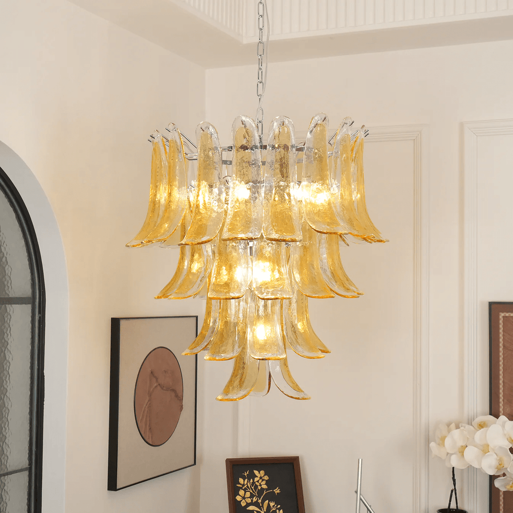 Murano Glass Amber Lily Chandelier
