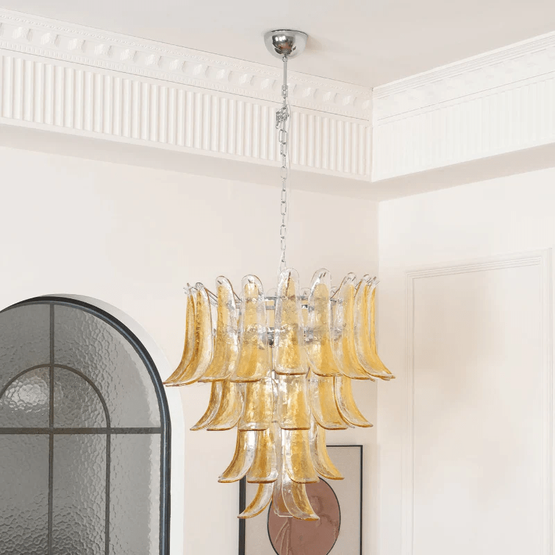 Murano Glass Amber Lily Chandelier