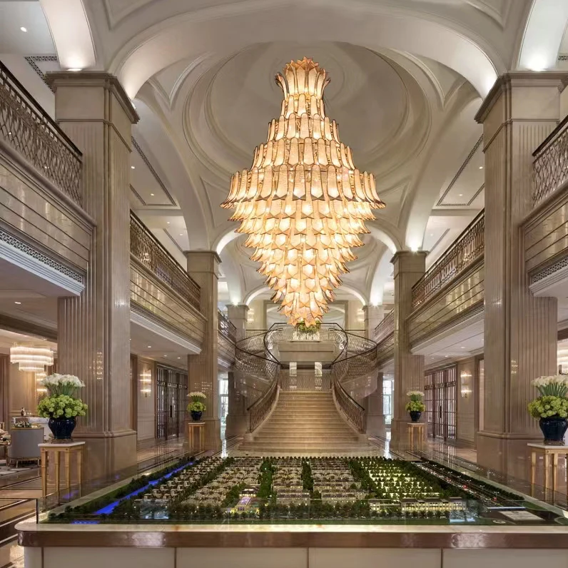 Extra Large Luxury Multi-tier Gold Crystal Chandelier for Stairs/Large High-ceiling Room