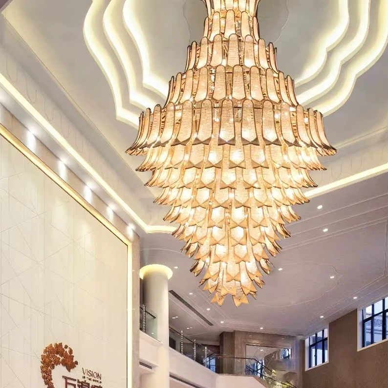 Extra Large Luxury Multi-tier Gold Crystal Chandelier for Stairs/Large High-ceiling Room