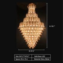 Extra Large Luxury Multi-tier Gold Crystal Chandelier for Stairs/Large High-ceiling Room