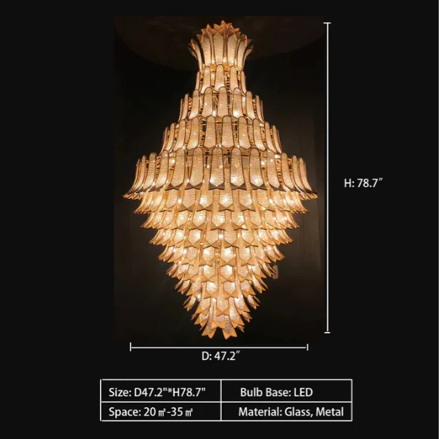 Extra Large Luxury Multi-tier Gold Crystal Chandelier for Stairs/Large High-ceiling Room