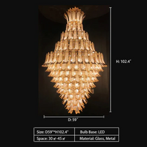 Extra Large Luxury Multi-tier Gold Crystal Chandelier for Stairs/Large High-ceiling Room
