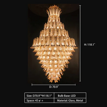 Extra Large Luxury Multi-tier Gold Crystal Chandelier for Stairs/Large High-ceiling Room