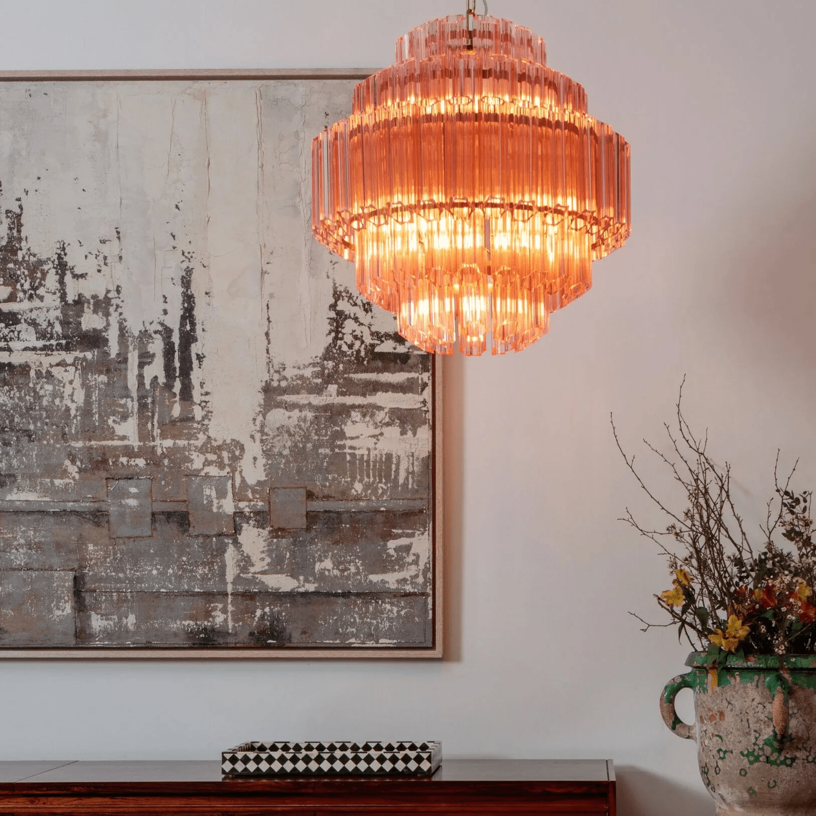 Designer Pink Palermo Murano Chandelier Secondary image