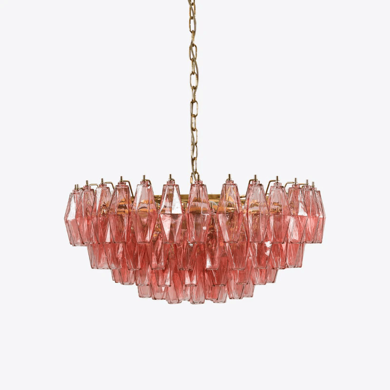 Modern Pink Polygon Drop Chandelier - CasaraHouse