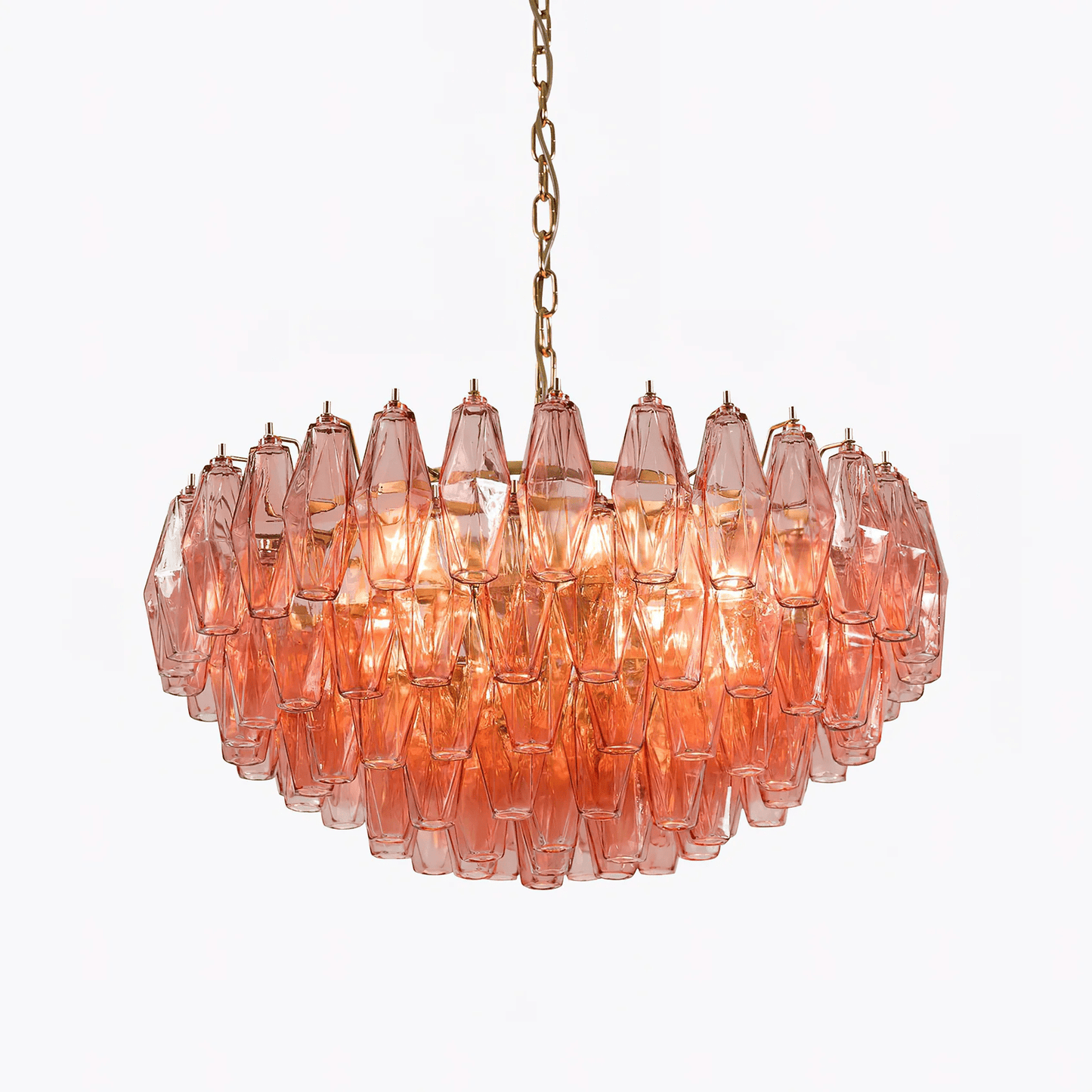 Modern Pink Polygon Drop Chandelier - CasaraHouse