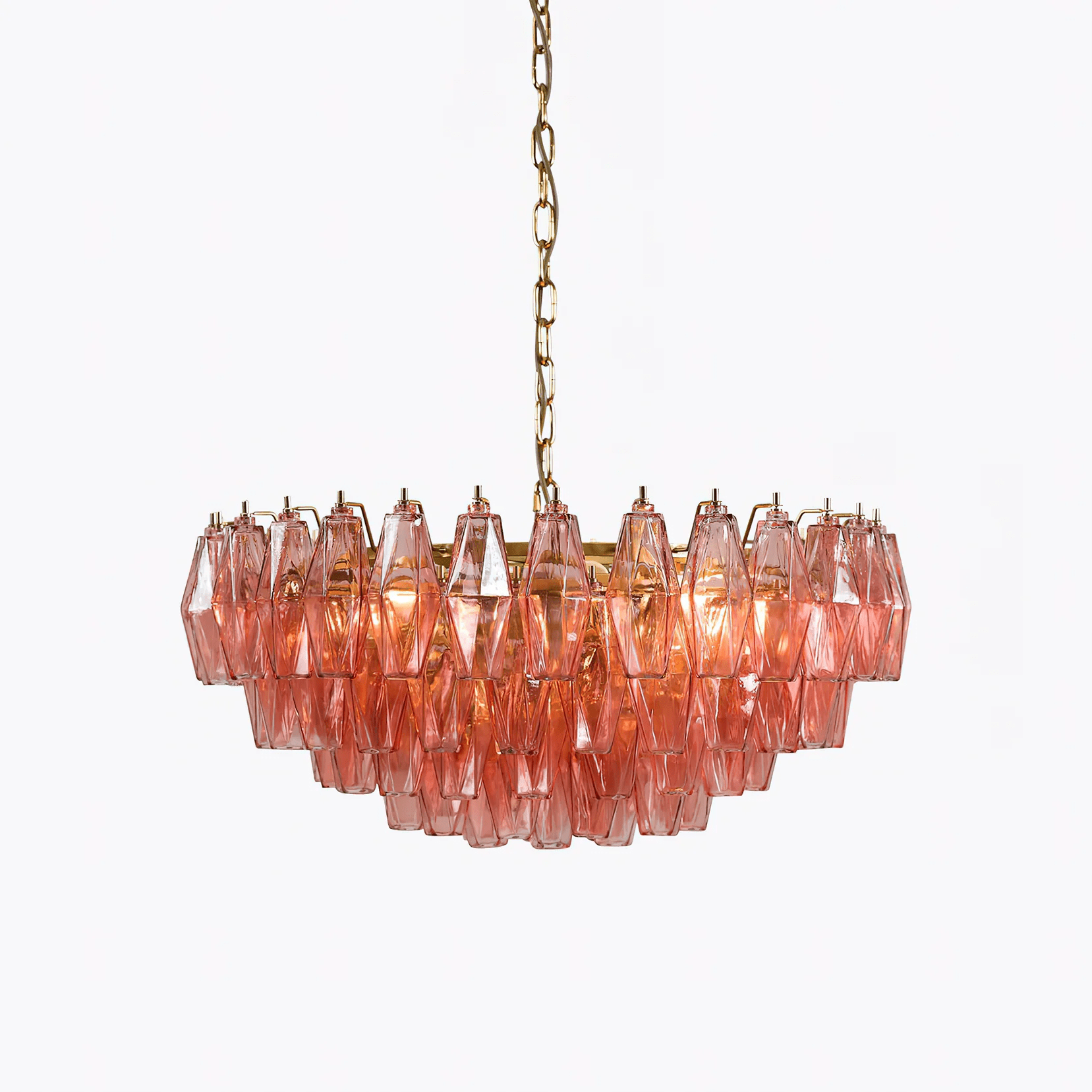 Modern Pink Polygon Drop Chandelier - CasaraHouse
