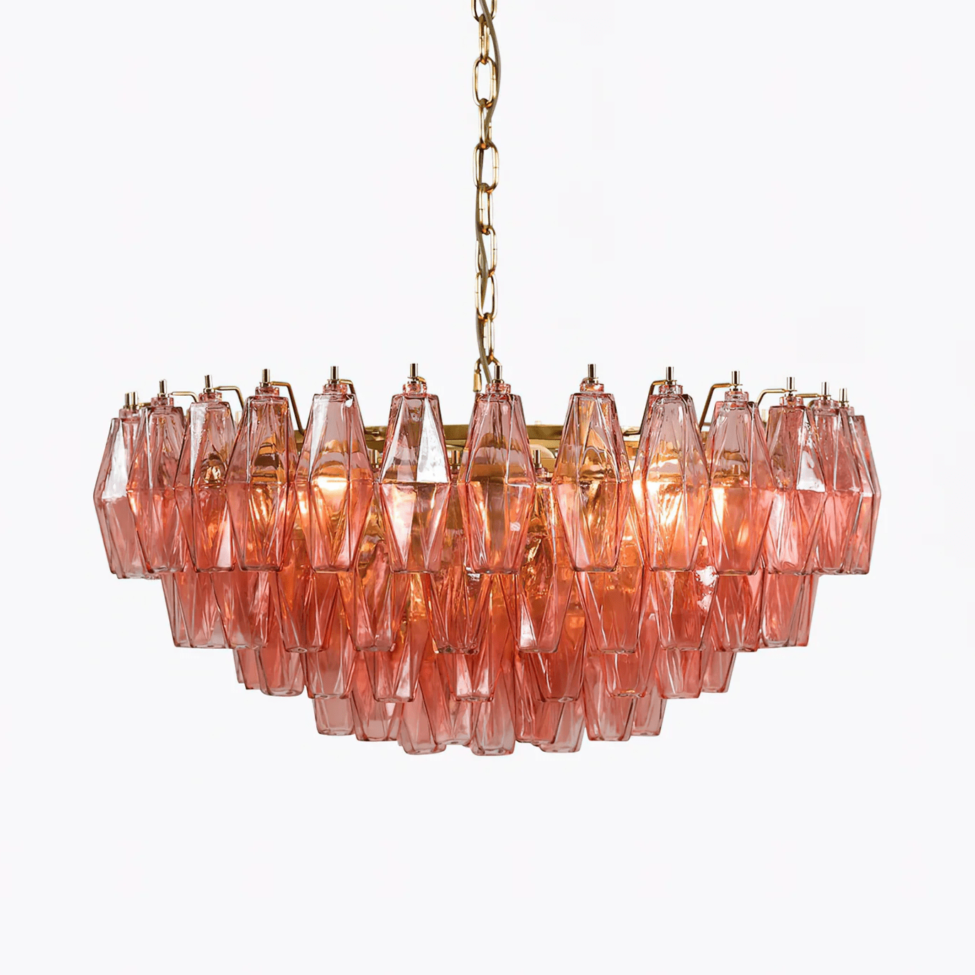Modern Pink Polygon Drop Chandelier - CasaraHouse Main image