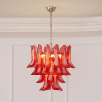 Crimson Glass Murano Petals Chandelier