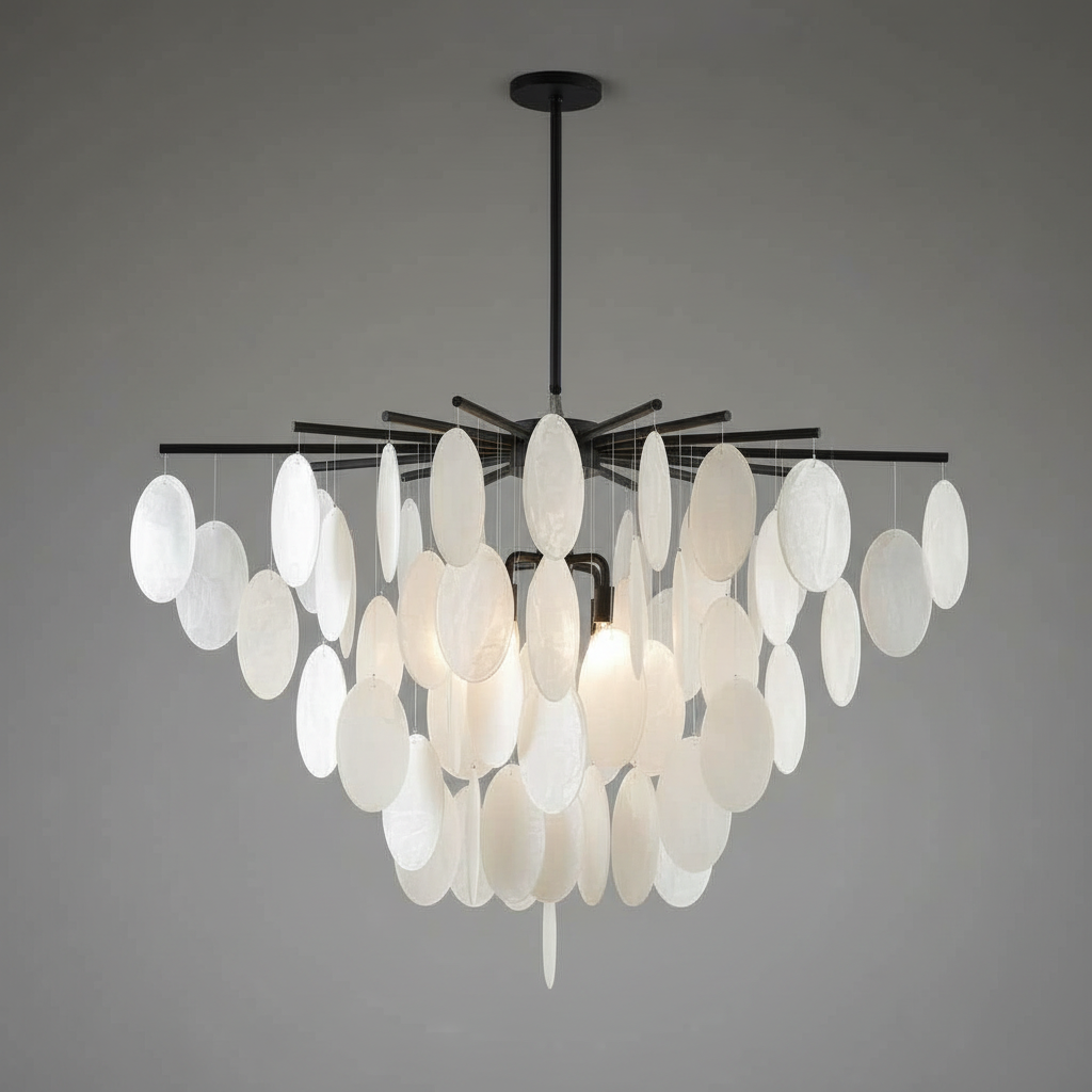 Luxury Cascading Selenite Disc Chandelier Main image