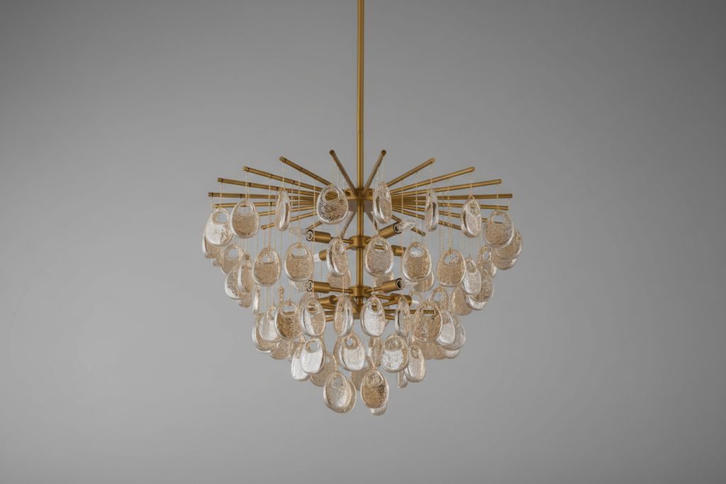 Modern Cascading Amber Glass Drop Chandelier - CasaraHouse