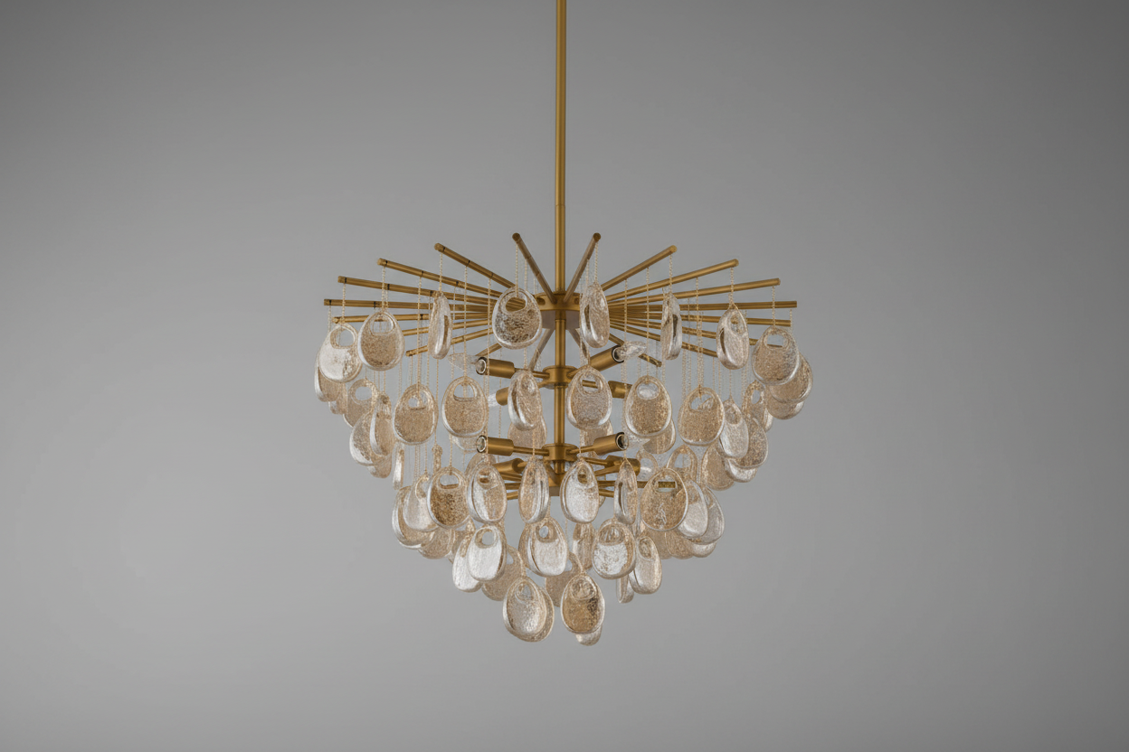 Modern Cascading Amber Glass Drop Chandelier - CasaraHouse
