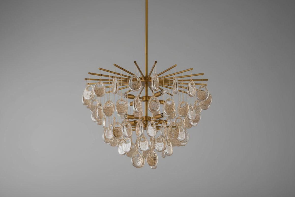 Modern Cascading Amber Glass Drop Chandelier - CasaraHouse