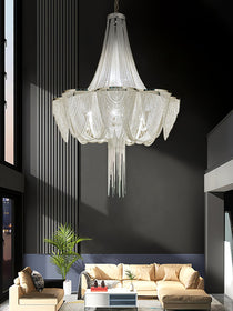 Silver Chain Tassel Chandelier