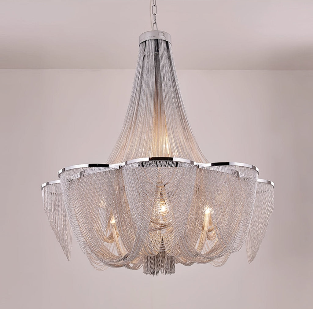 Silver Chain Tassel Chandelier