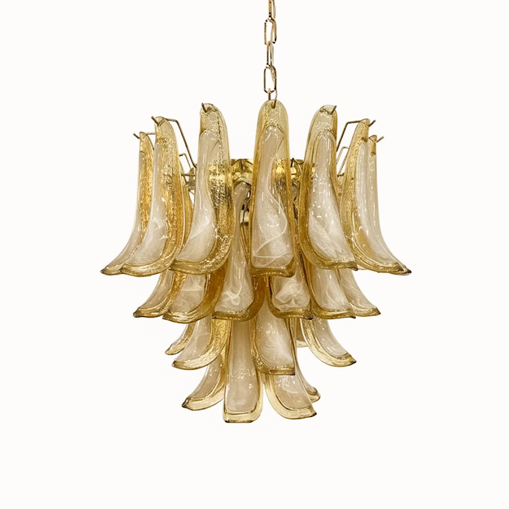 Amber Glass Murano Petals Chandelier