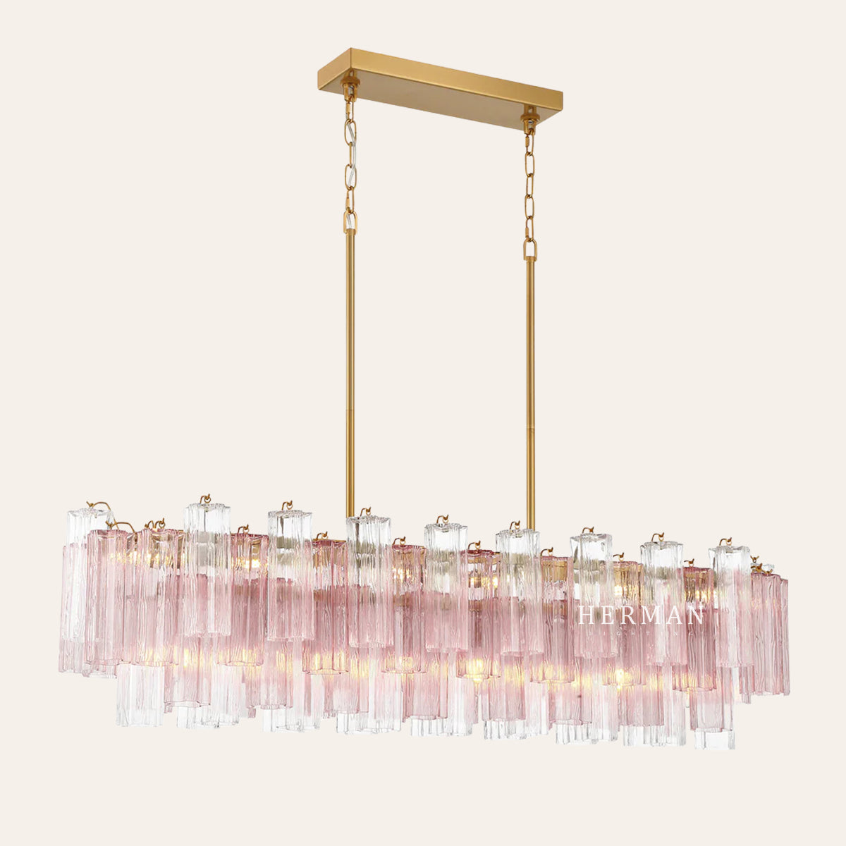 Modern Addis Murano Glass Linear Chandelier 51" - CasaraHouse