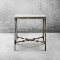 Thaddeus Marble Square Side Table 18" 22"