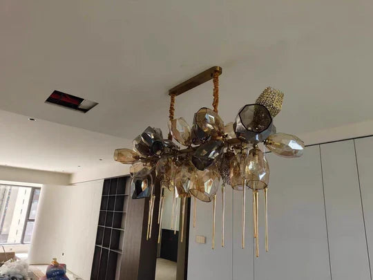 Glass Chandelier Italian Light Luxury Light Fixture for Dining Room/Living Room