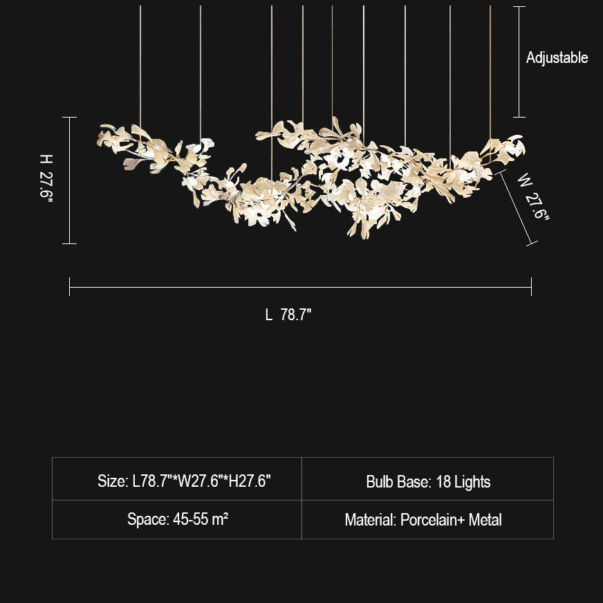 Gingko Large Ceramic Flower Artistic Branch Chandelier