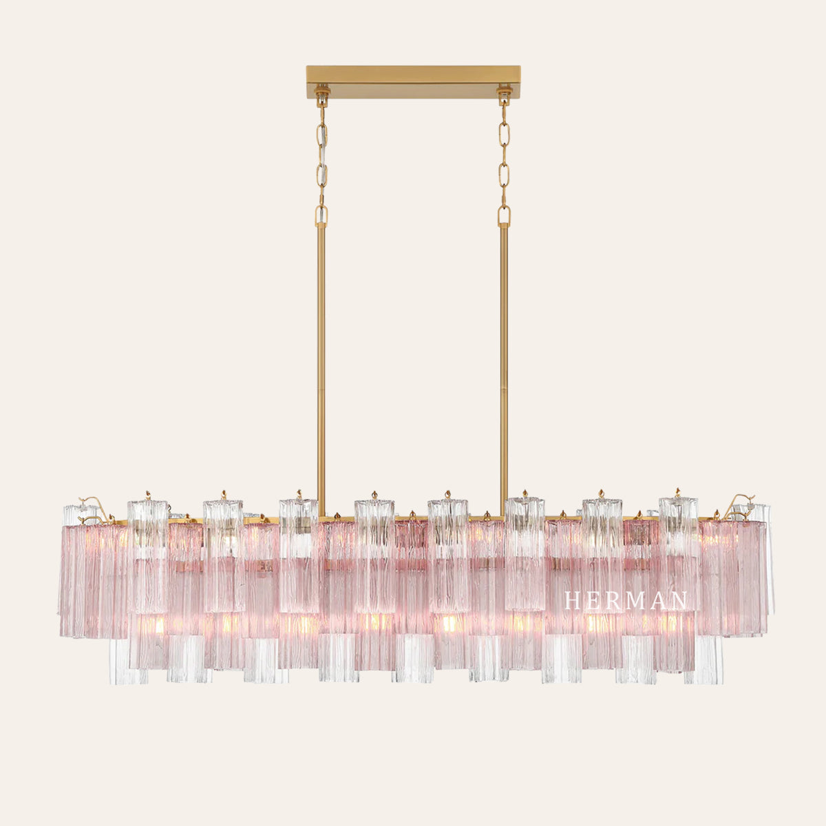 Modern Addis Murano Glass Linear Chandelier 51" - CasaraHouse