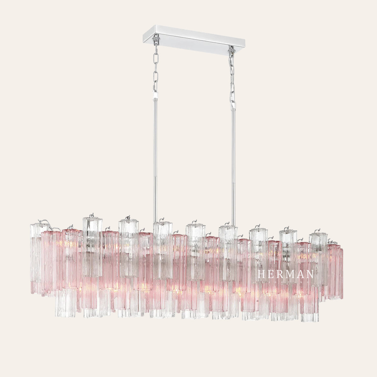 Modern Addis Murano Glass Linear Chandelier 51" - CasaraHouse