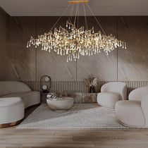 Tina Raindrop Branch Crystal Brass Chandelier