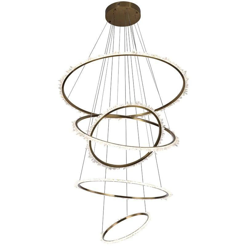 Rose Rock Crystal Multi-rings Chandelier Modern Chandelier Staircase Main image