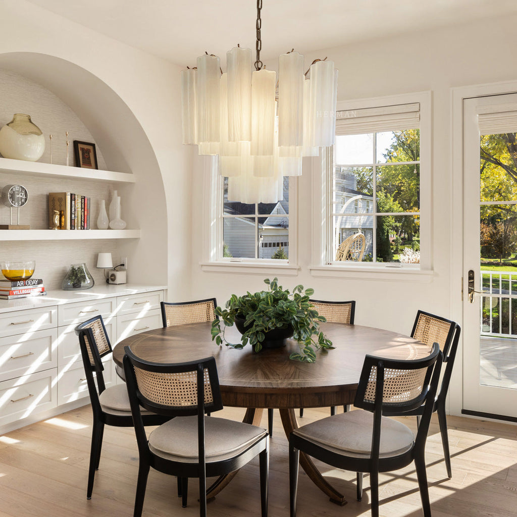Murano Glass Matte White Chandelier – 36 Tubes