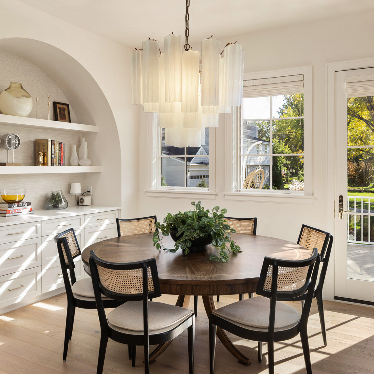 Murano Glass Matte White Chandelier – 36 Tubes