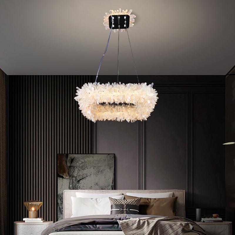 Derek Modern Crystal Cluster Square Chandelier
