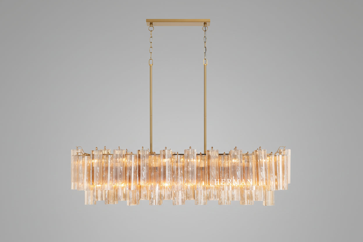 Modern Addis Murano Glass Linear Chandelier 51" - CasaraHouse