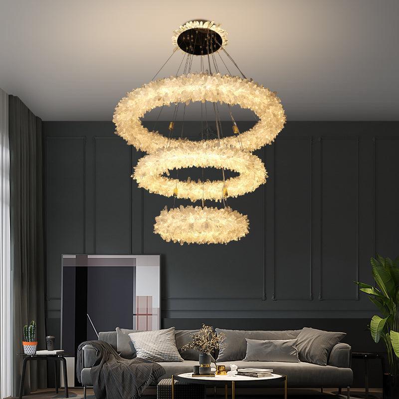 Derek Modern Rock Quartz Crystal Cluster Halo Chandelier