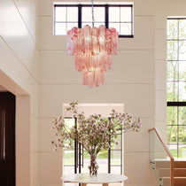Murano Glass Chandelier – 48 tubes – Alabaster Pink