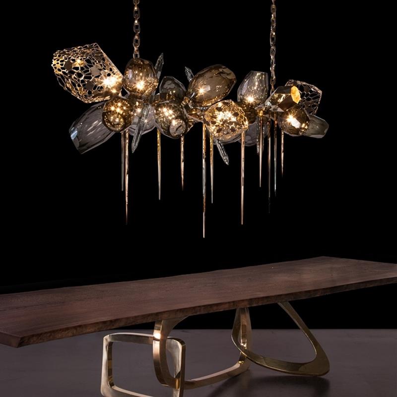 Glass Chandelier Italian Light Luxury Light Fixture for Dining Room/Living Room