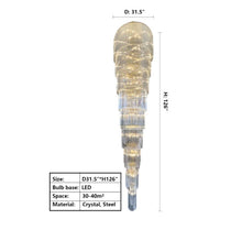 Extra Large Multi-layers Long Golden Crystal Chandelier for 2-Storey/Duplex Buildings/Dining Room/Staircase