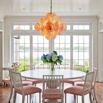Murano Glass Pink Disks Chandelier 36