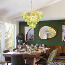 Murano Glass Green Disks Chandelier