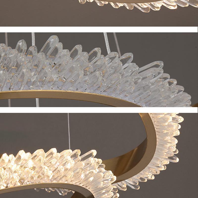 Staircase Quartz Modern Crystal Ring Chandelier