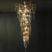 Dora Raindrop Colorful Crystal Staircase Chandelier