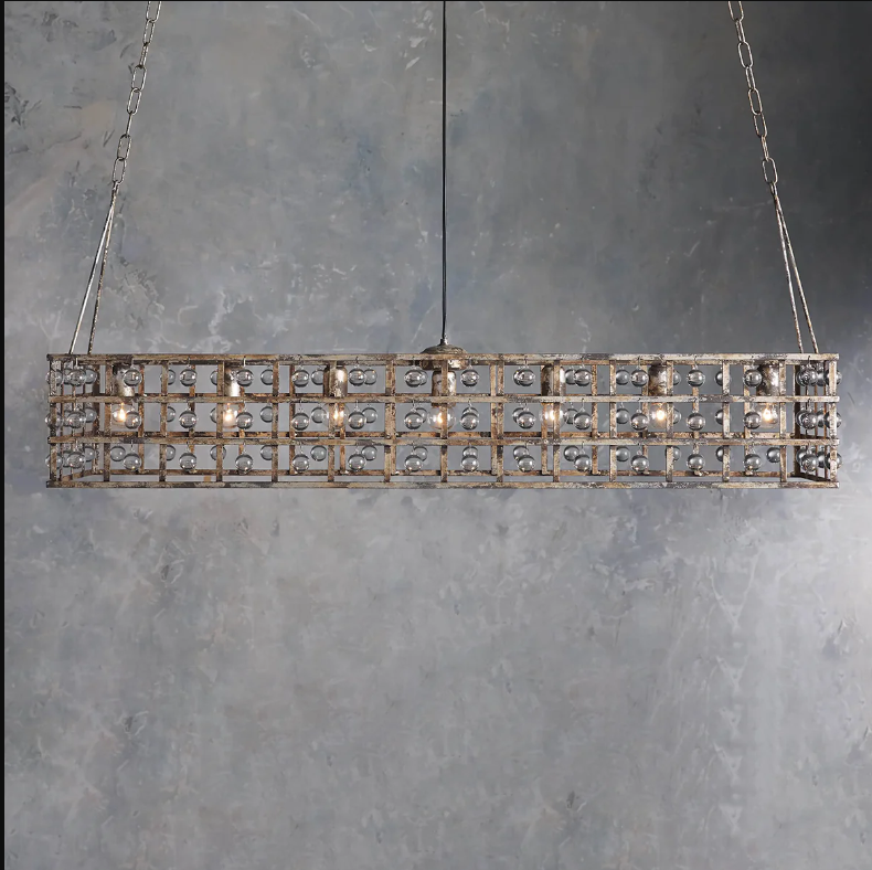 Exquisite La Cage 50" Rectangular Chandelier in Silver - CasaraHouse