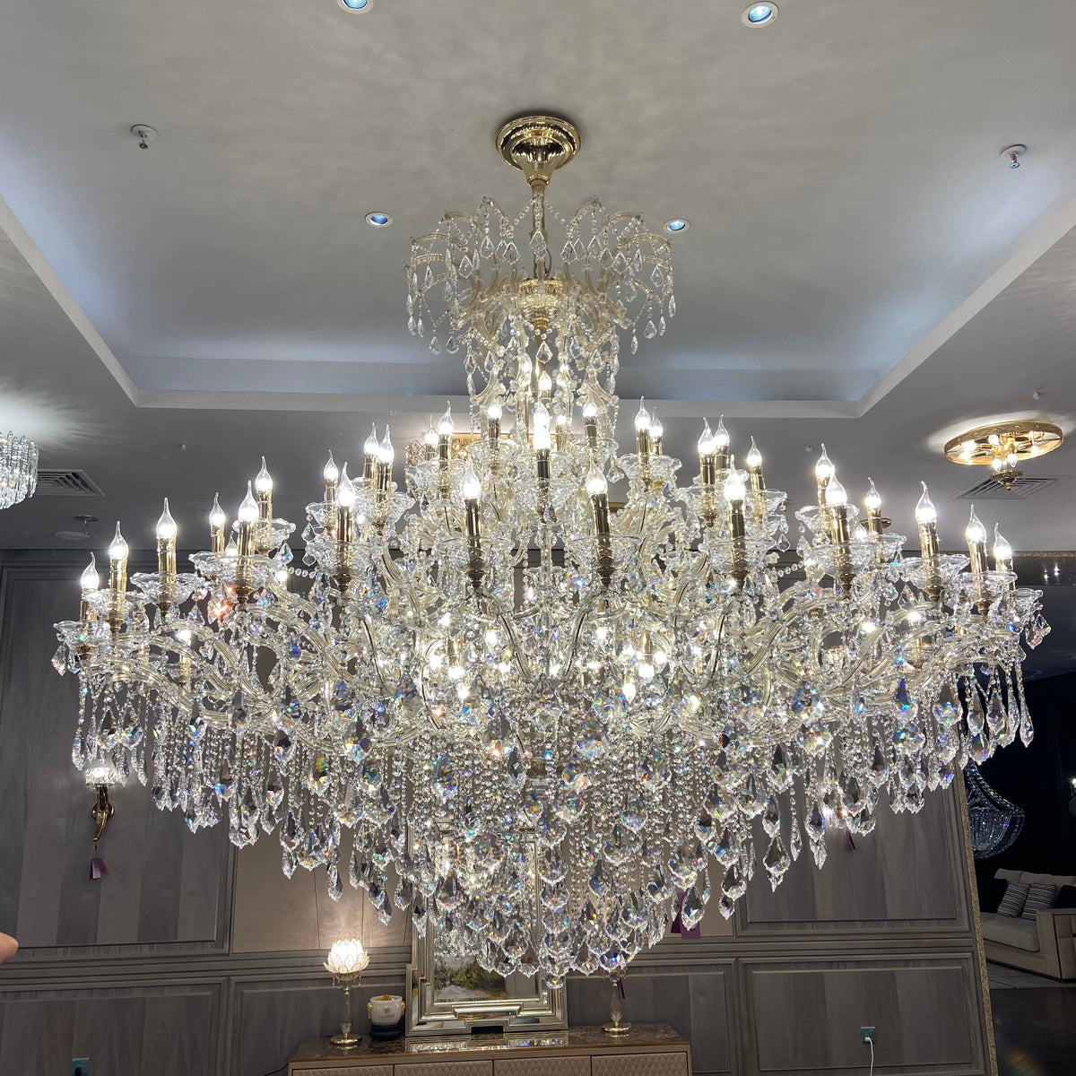 Extra Large Elegant Crystal Chandelier in Branch Style with Candle Layers for Stairs Living Room and Foyer Main image