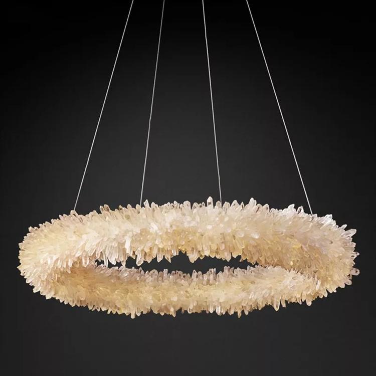 Cervine Quartz Stone Primary Crystal Round Chandelier