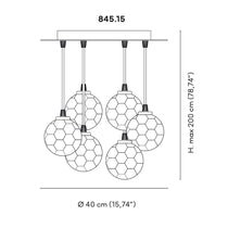 Balloton Art Crystal Chandelier Light Cluster Indigo And Grey