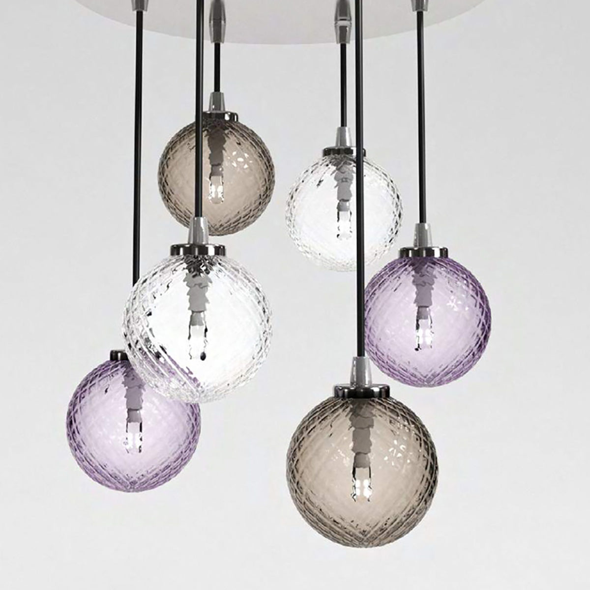 Balloton Art Crystal Chandelier Light Cluster Indigo And Grey
