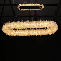 Cervine Quartz Stone Oval Clear Geode Quartz Crystal Chandelier 47"