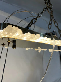 Cervine Quartz Stone Oval Clear Geode Quartz Crystal Chandelier 47"