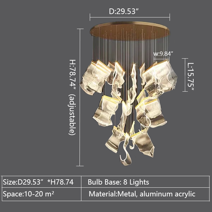 Extra Large  Modern Paper Chandelier For Staircase / Foyer Villa Hall Ceiling